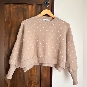 TFY Collection Hazelnut Polka Dot Cropped Sweater 🤎